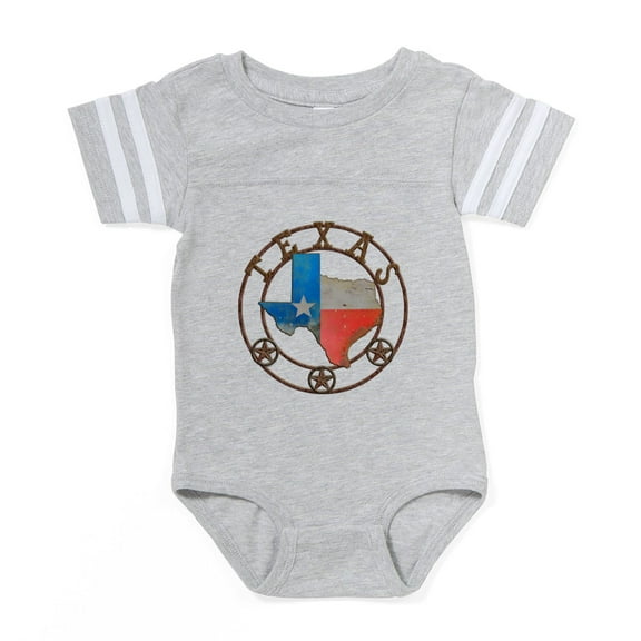 CafePress - Texas Wrought Iron Barn Art - Cute Infant Baby Football Bodysuit