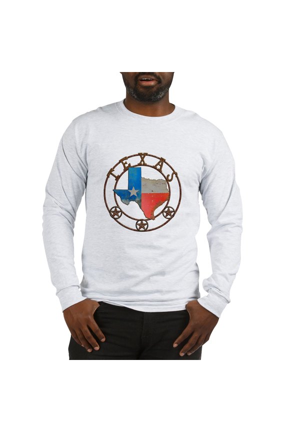 - Texas Wrought Iron Barn Art Long Sleeve T Shirt - Unisex Cotton Long Sleeve T-Shirt