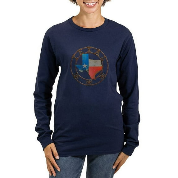 CafePress - Texas Wrought Iron Barn Art Long Sleeve T Shirt - Women's Long Sleeve Graphic Tee Casual Fit