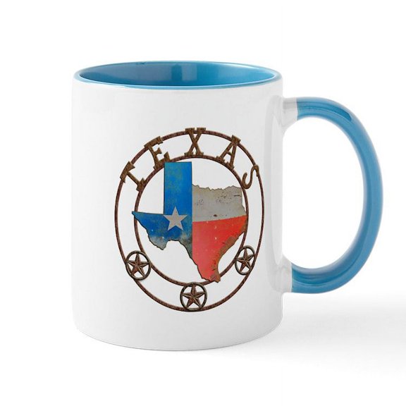 CafePress - Texas Wrought Iron Barn Art Mugs - 11 oz Ceramic Mug - Novelty Coffee Tea Cup