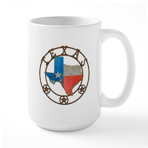 CafePress - Texas Wrought Iron Barn Art Mugs - 15 oz Ceramic Large White Novelty Mug