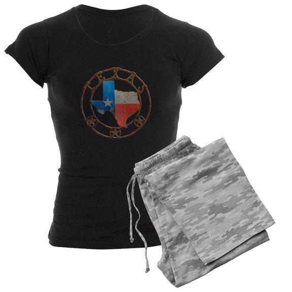 CafePress - Texas Wrought Iron Barn Art Pajamas - Women's Dark Pajamas