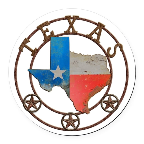 CafePress - Texas Wrought Iron Barn Art - Round Car Magnet