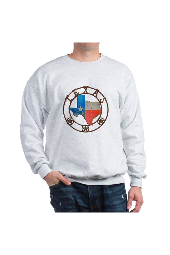 - Texas Wrought Iron Barn Art Sweatshirt - Crew Neck Sweatshirt