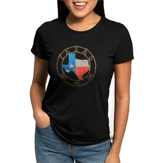 CafePress - Texas Wrought Iron Barn Art Women's Deluxe T Shirt - Womens Tri-blend T-Shirt