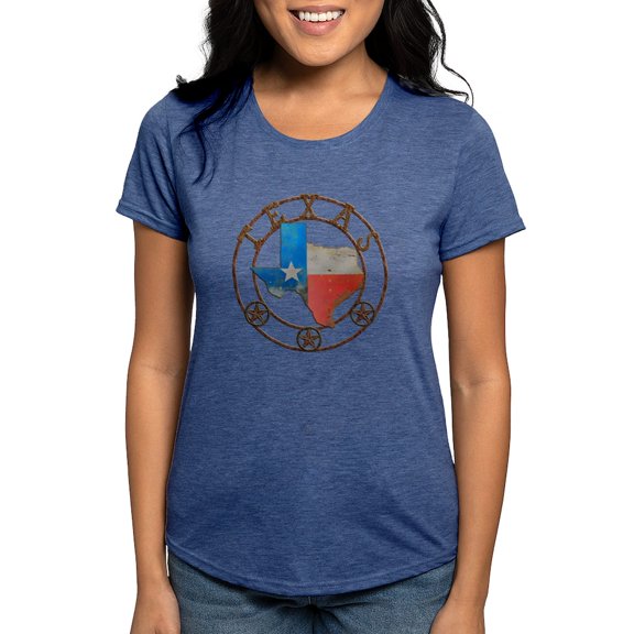 CafePress - Texas Wrought Iron Barn Art Women's Deluxe T Shirt - Womens Tri-blend T-Shirt