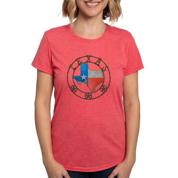CafePress - Texas Wrought Iron Barn Art Women's Deluxe T Shirt - Womens Tri-blend T-Shirt