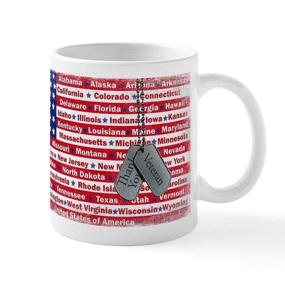 CafePress - Thank You Veteran Mug - 11 oz Ceramic Mug - Novelty Coffee Tea Cup