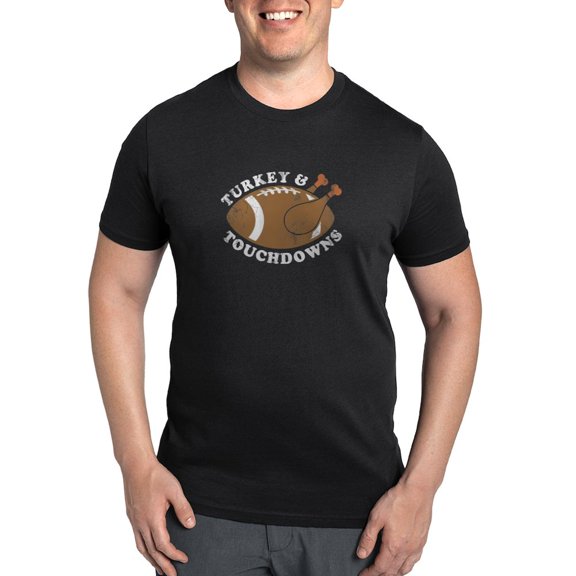 CafePress - Thanksgiving Football Turkey And Touchdowns Men's - Men's Dark Eco Sport T-Shirt
