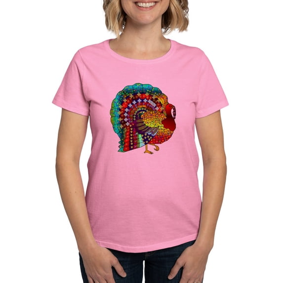 CafePress - Thanksgiving Jeweled Turke Women's Classic T Shirt - Women's Traditional Fit Dark T-Shirt