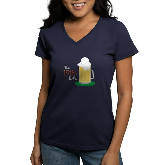 CafePress - The 19Th Hole T Shirt - Women's V-Neck Dark T-Shirt