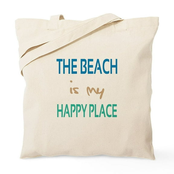 CafePress - The Beach Is My Happy Place Tote Bag - Unisex Canvas Tote Bag, Beige, 1-Piece