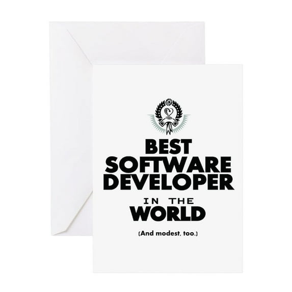 CafePress - The Best In The World Software Developer Greeting - Greeting Card, Blank Inside Glossy