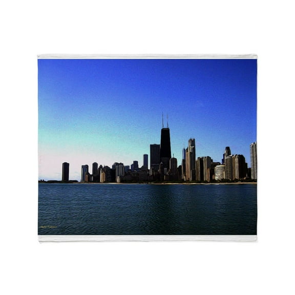 CafePress - The Chicago Skyline In Feathered Art Throw Blanket - Soft Fleece Throw Blanket, 50"x60" for All Ages