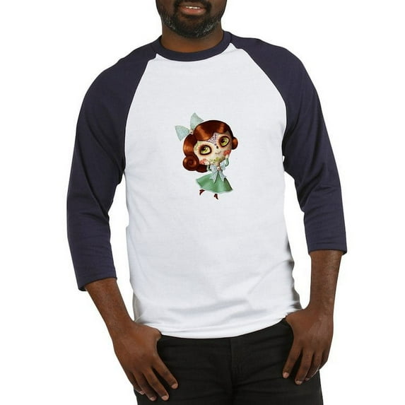 CafePress - The Day Of The Dead Vintage Doll Baseball Jersey - Cotton Baseball Jersey, 3/4 Raglan Sleeve Shirt