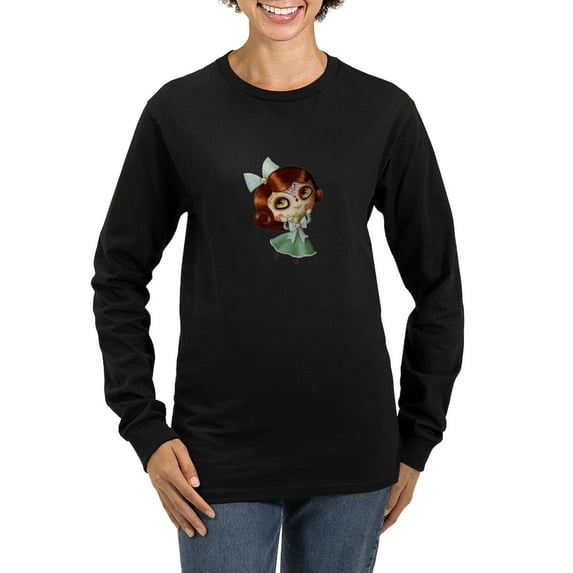 CafePress - The Day Of The Dead Vintage Doll Long Sleeve T Shi - Women's Long Sleeve Graphic Tee Casual Fit