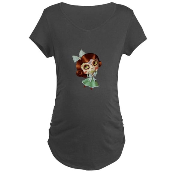 CafePress - The Day Of The Dead Vintage Doll Maternity T Shirt - Maternity Dark T-Shirt