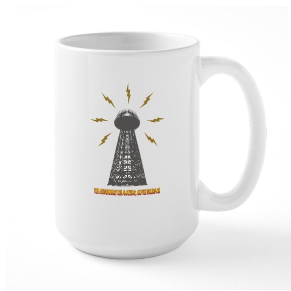 CafePress - The Death Ray Tower And Title Large Mug - 15 oz Ceramic Large White Novelty Mug
