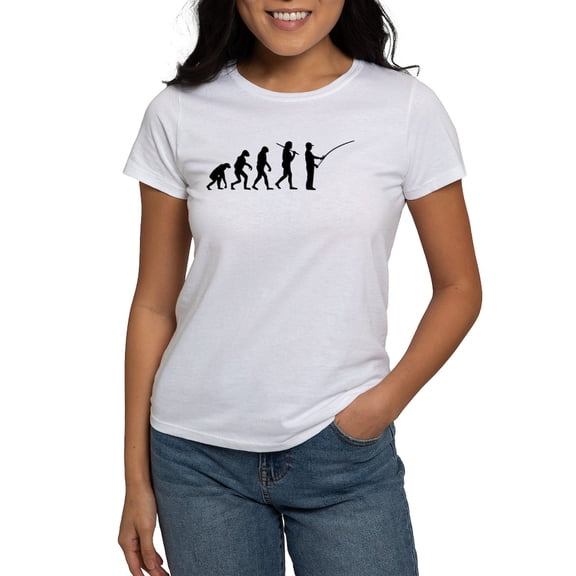 CafePress - The Evolution Of The Fisherman Women's T Shirt - Women's Classic T-Shirt