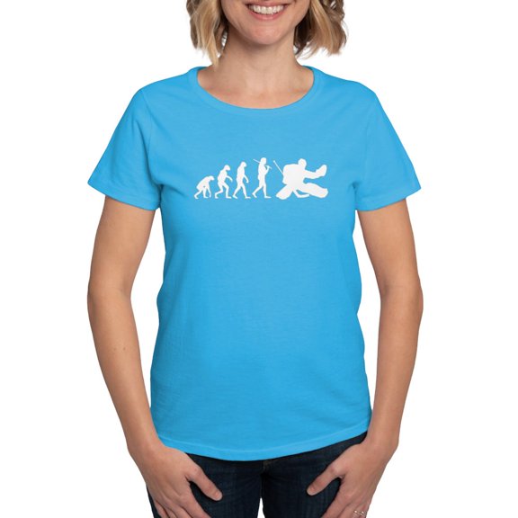 CafePress - The Evolution Of The Hockey Goalie Women's Dark T - Women's Traditional Fit Dark T-Shirt