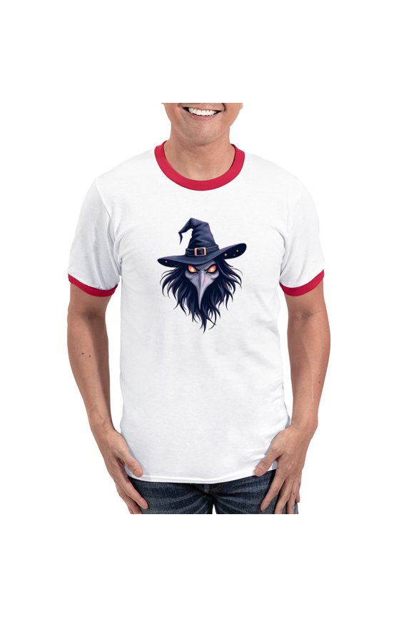 - The Face Of An Evil Men's Ringer T Shirt - 100% Cotton Ringed T-Shirt