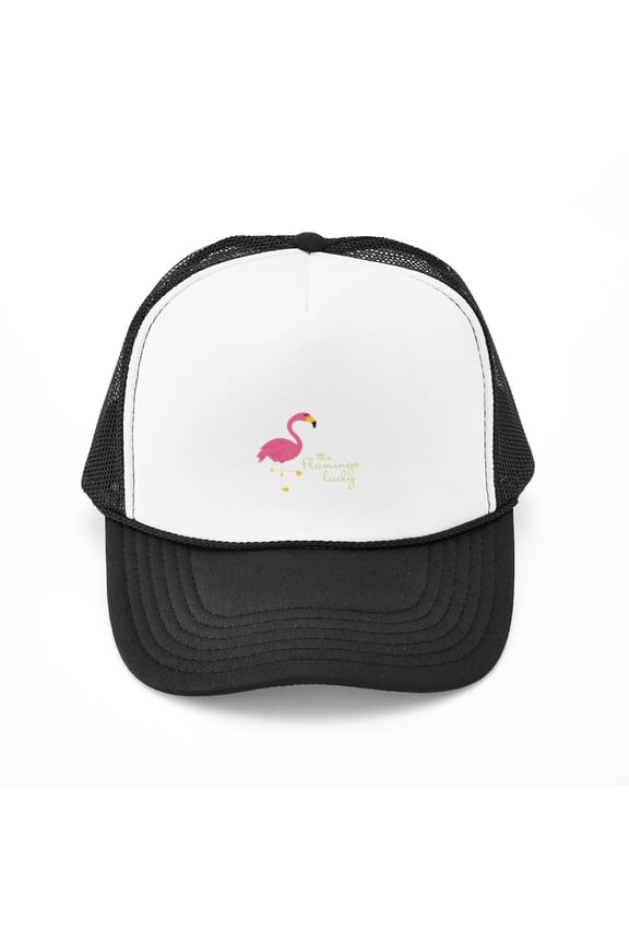 - The Flamingo Lady - Adjustable Unisex Printed Trucker Hat with Mesh Back