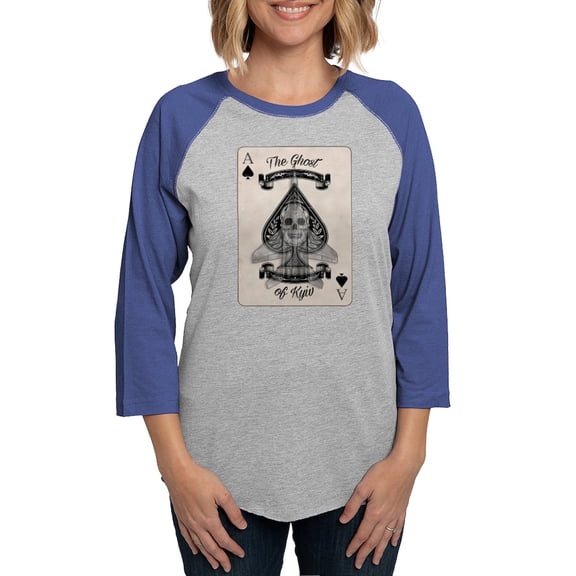 CafePress - The Ghost Of Kyiv Ace Of Spade Long Sleeve T Shirt - Womens Baseball Tee
