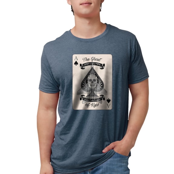 CafePress - The Ghost Of Kyiv Ace Of Spades Pro Ukra T Shirt - Mens Tri-blend T-Shirt