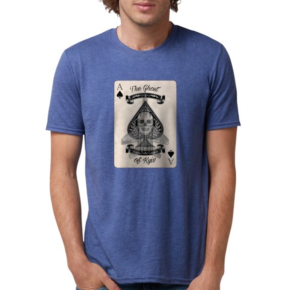 CafePress - The Ghost Of Kyiv Ace Of Spades Pro Ukra T Shirt - Mens Tri-blend T-Shirt