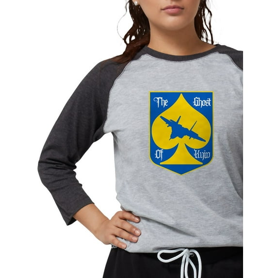 CafePress - The Ghost Of Kyiv Card Pro U Long Sleeve T Shirt - Womens Baseball Tee