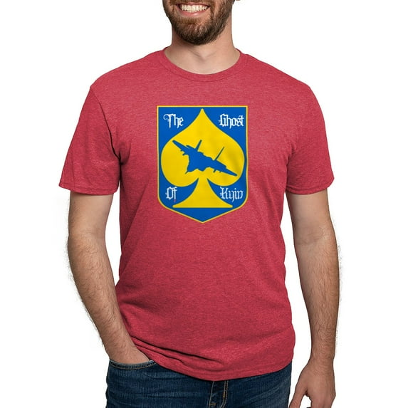CafePress - The Ghost Of Kyiv Card Pro Ukraine Suppo T Shirt - Mens Tri-blend T-Shirt
