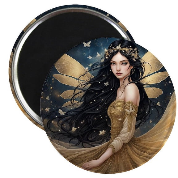 CafePress - The Golden Fairy Magnets - 2.25" Round Magnet, Refrigerator Magnet, Button Magnet Style