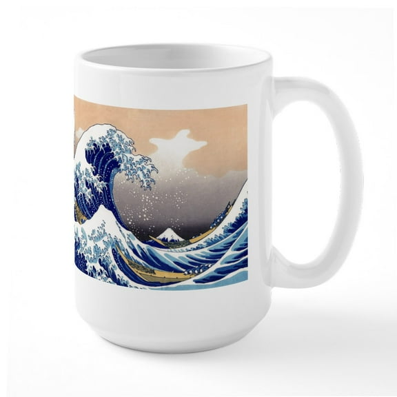 CafePress - The Great Wave Off Kanagawa Large Mug - 15 oz Ceramic Large White Novelty Mug