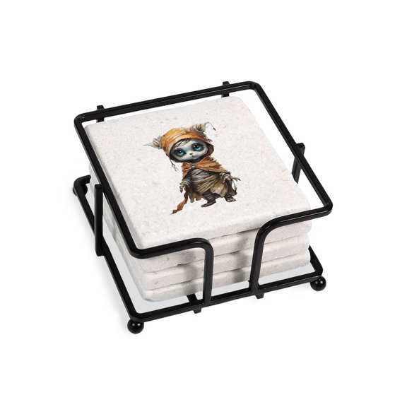 CafePress - The Littlest Mummy Cat - Tile Coaster, Drink Coaster Set of 4 w/ holder