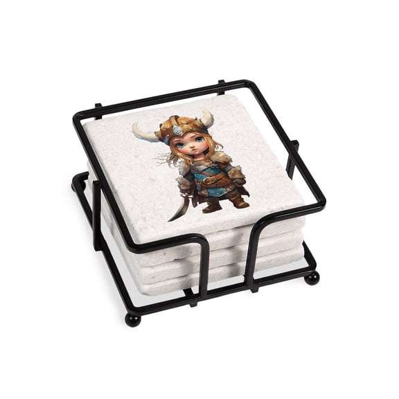 CafePress - The Littlest Viking - Tile Coaster, Drink Coaster Set of 4 w/ holder