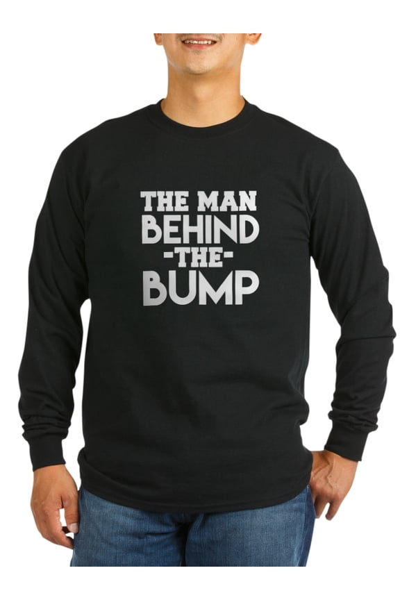 - The Man Behind The Bump - - Long Sleeve Dark T-Shirt