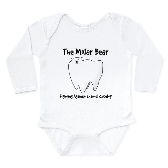 CafePress - The Molar Bear. Fighting Against Enamel Cruelty Bo - Long Sleeve Cotton Baby Bodysuit