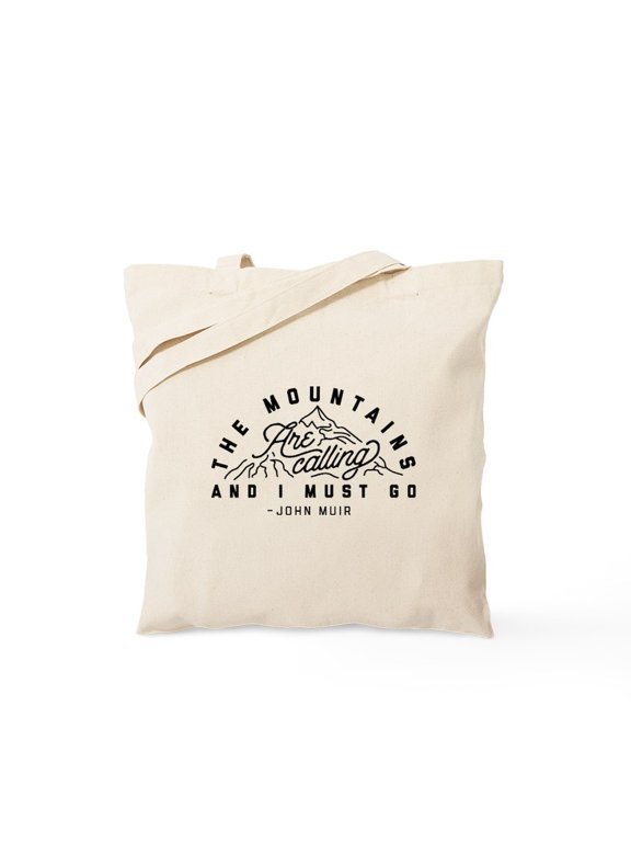 - The Mountains Are Calling And I Must Go Tote Bag - Unisex Canvas Tote Bag, Beige, 1-Piece
