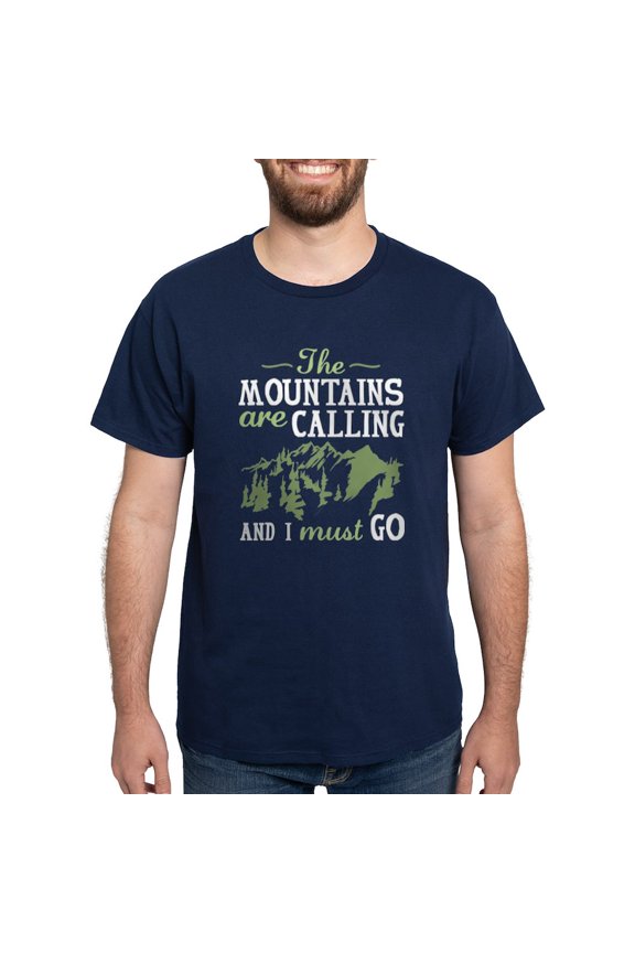 - The Mountains Are Calling Dark T Shirt - Men's Classic Graphic Cotton T-Shirt