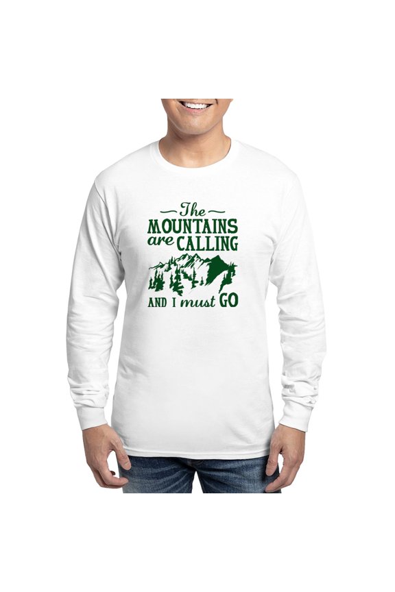 - The Mountains Are Calling Long Sleeve T Shirt - Unisex Cotton Long Sleeve T-Shirt