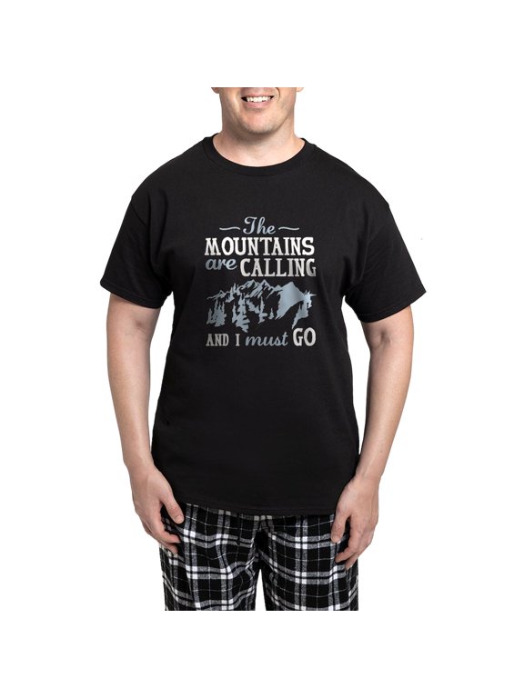 - The Mountains Are Calling Men's Dark Pajamas - Men's Dark Loose Fit Cotton Pajama Set