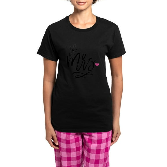 CafePress - The Mrs. Pajamas - Women's Short Sleeve Print T-Shirt and Pants Dark Cotton Pajama Set