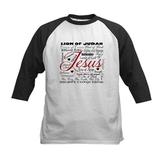 CafePress - The Name Of Jesus Kids Baseball Jersey - Kids Cotton Baseball Jersey, 3/4 Sleeve Shirt