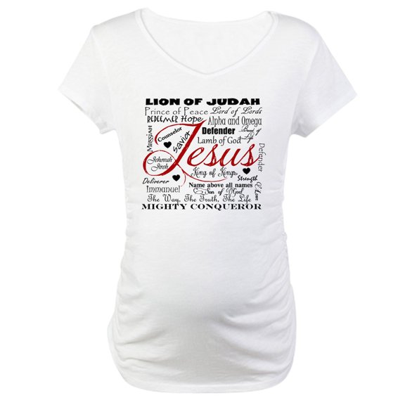 CafePress - The Name Of Jesus Maternity T Shirt - Cotton Maternity T-shirt, Cute & Funny Pregnancy Tee