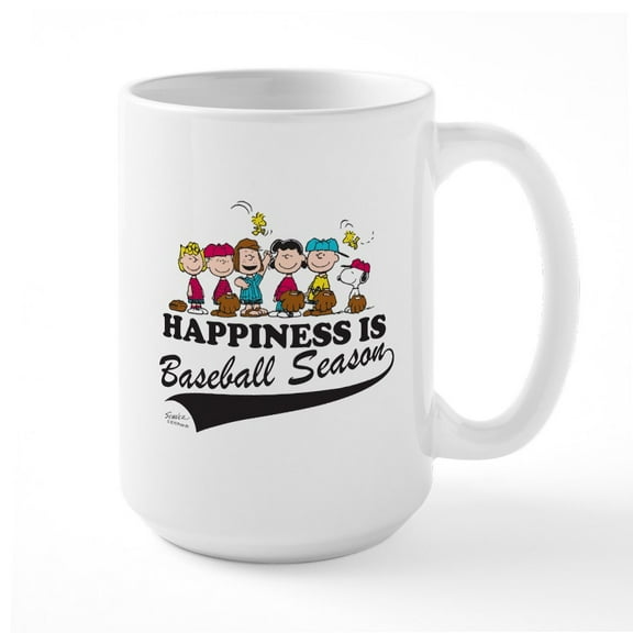 CafePress - The Peanuts Gang Baseball Mug - 15 oz Ceramic Large White Novelty Mug
