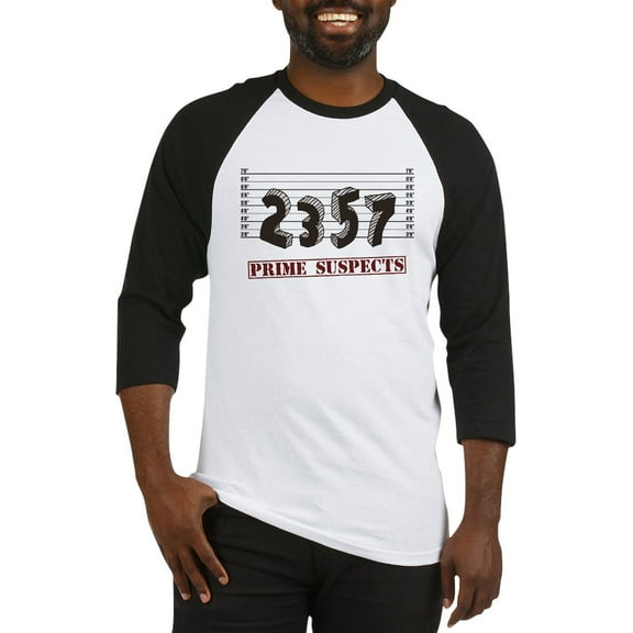 CafePress - The Prime Number Suspects Baseball Jersey - Cotton Baseball Jersey, 3/4 Raglan Sleeve Shirt
