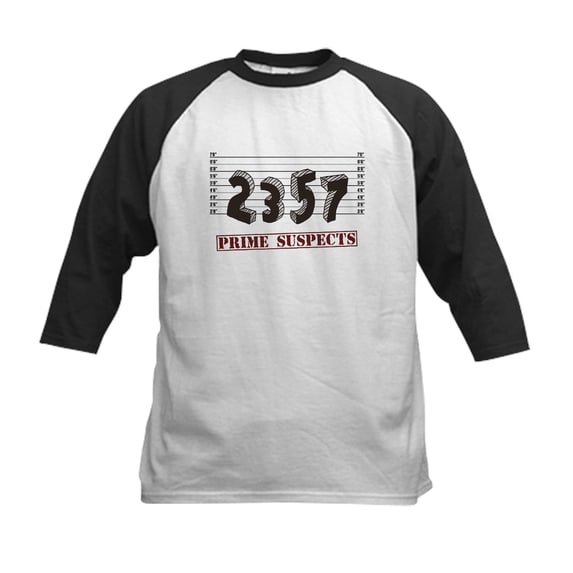 CafePress - The Prime Number Suspects Baseball Jersey - Kids Cotton Baseball Jersey, 3/4 Sleeve Shirt