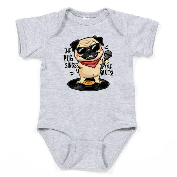 CafePress - The Pug Sings The Blues - Cute Infant Bodysuit Baby Romper - Size Newborn - 24 Months