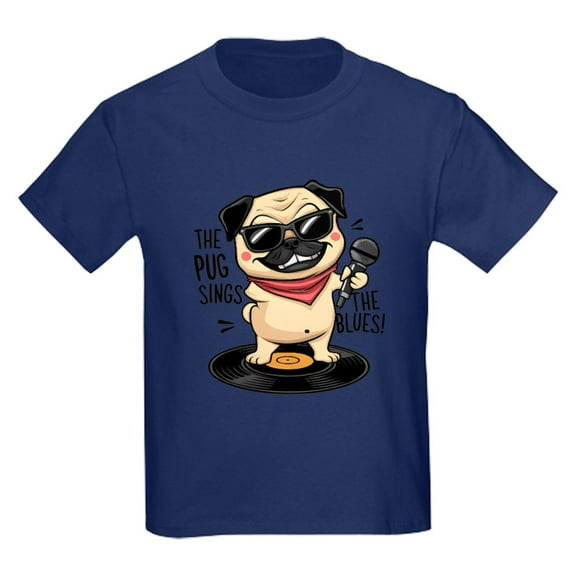 CafePress - The Pug Sings The Blues Kids T Shirt - Dark T-Shirt Kids XS-XL