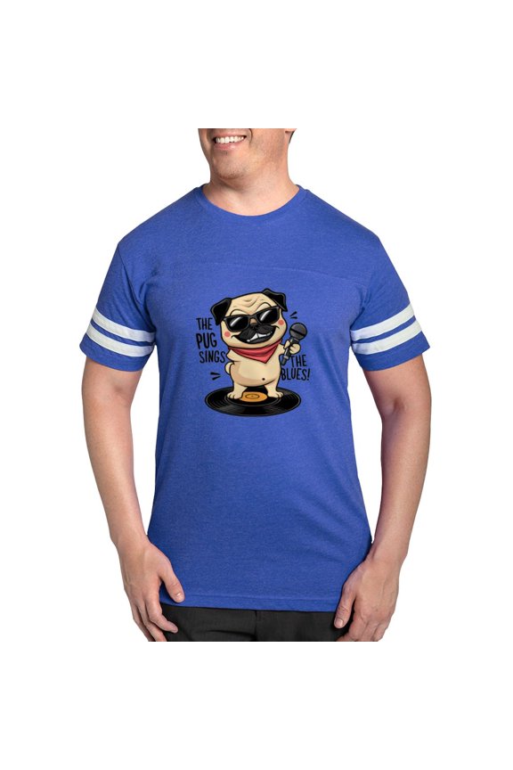 - The Pug Sings The Blues Men's Football T Shirt - Mens Football Shirt